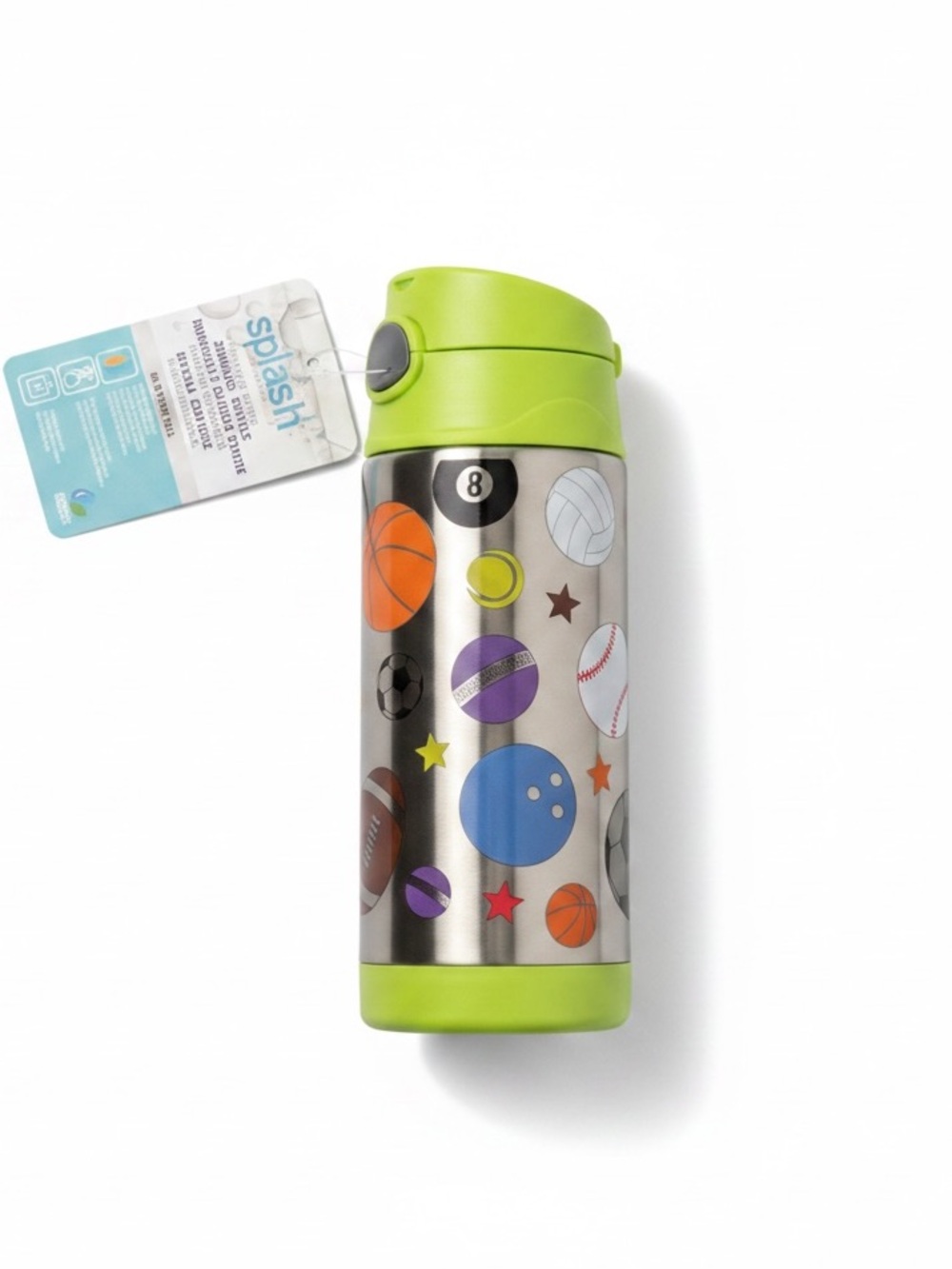 NWT Splash Sports Theme Stainless Steel Insulated Bottle Thermos 13.5oz School